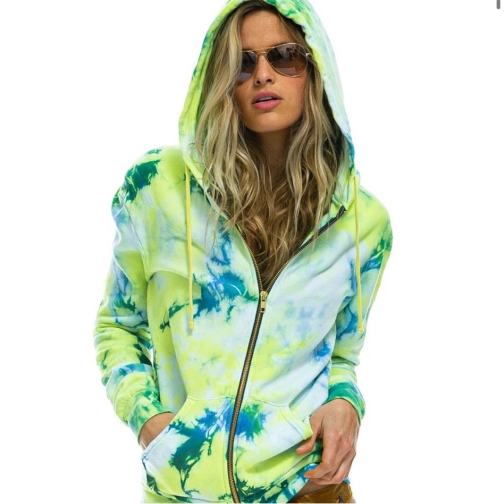Aviator Nation Tye Dye Zip Up Sweatshirt